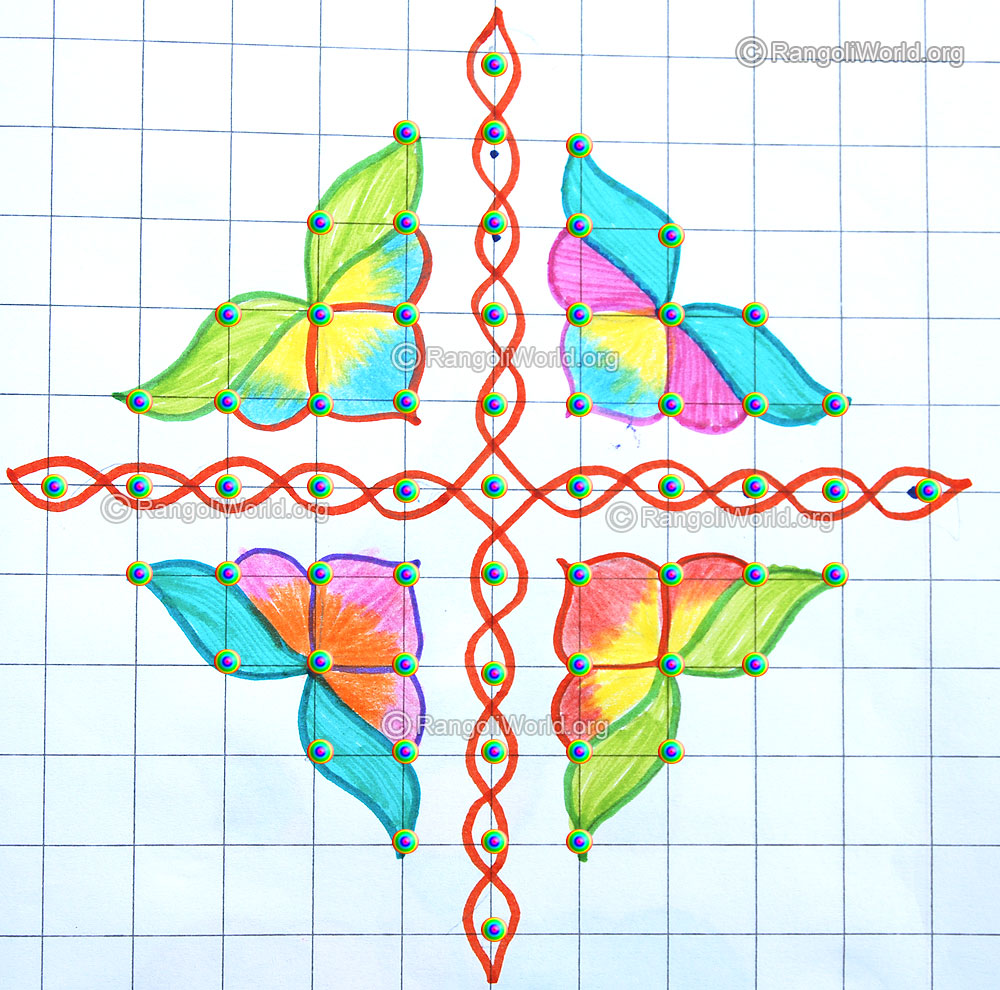 Lotus flower and sikku kolam april24 2015 with dots