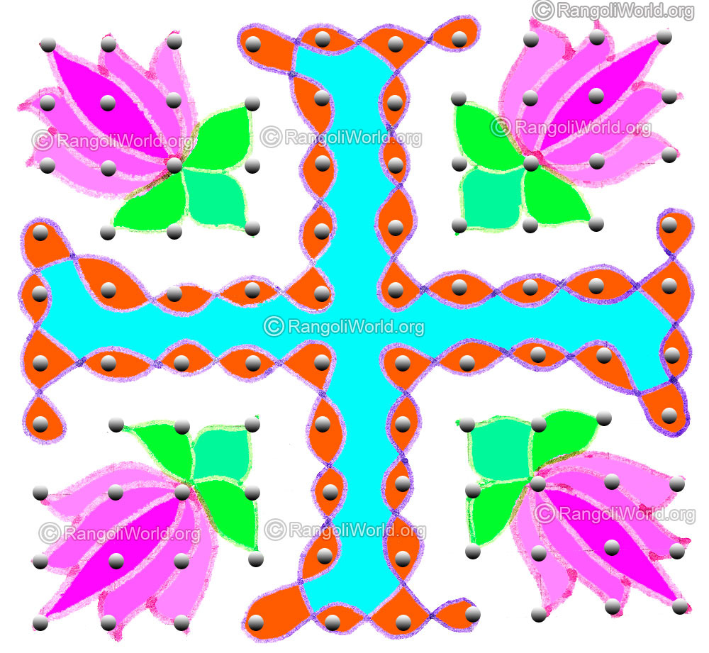 Lotus kolam april24 2015 with dots
