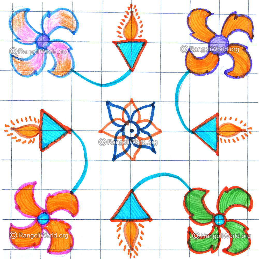 Poo vilakku kolam 5 pulli april24 2015