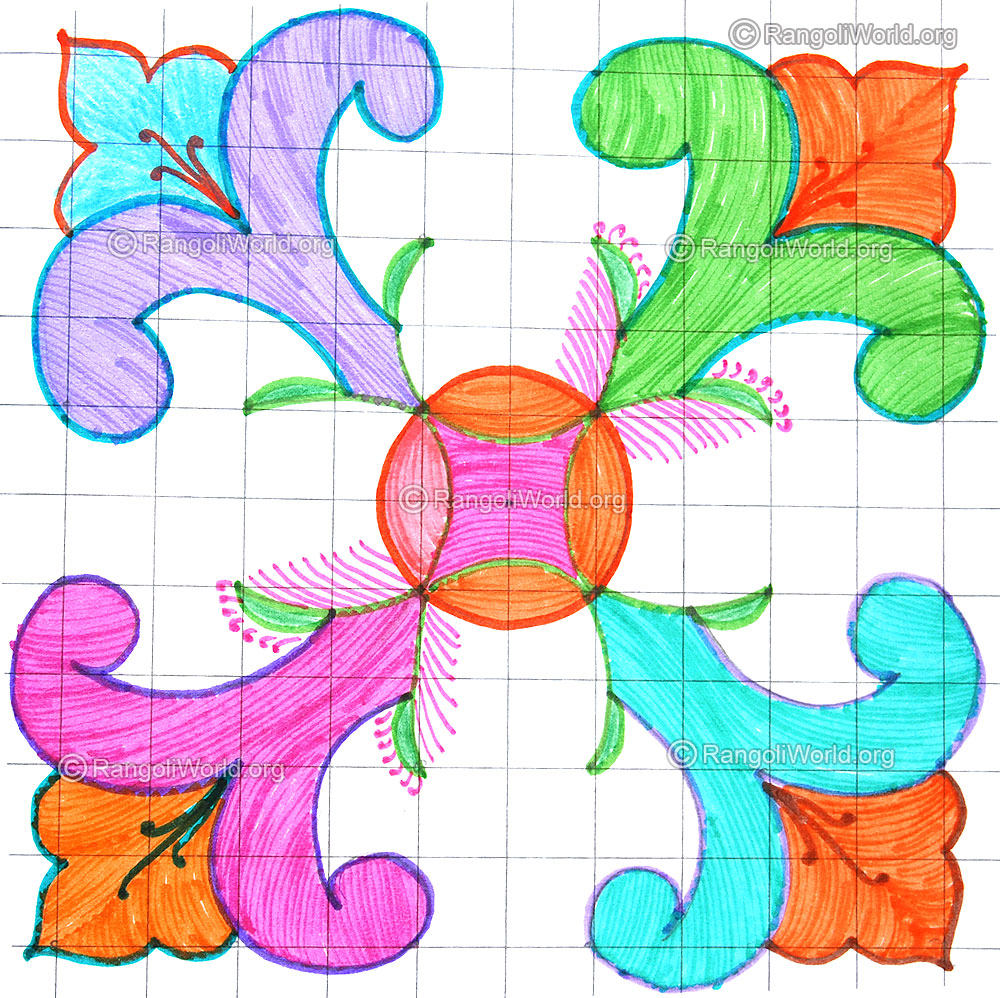 Simple 6 pulli kolam april24 2015
