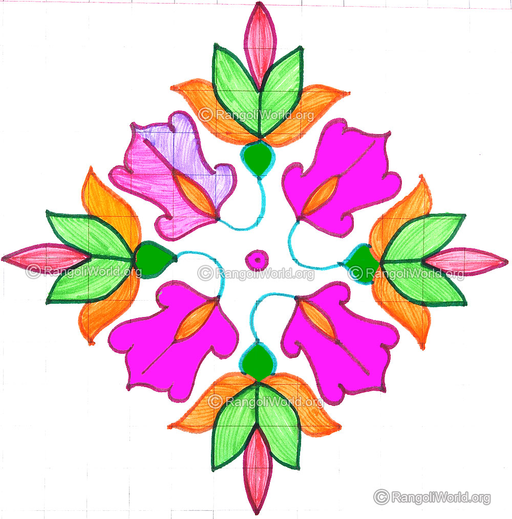 Simple flower buds kolam april24 2015