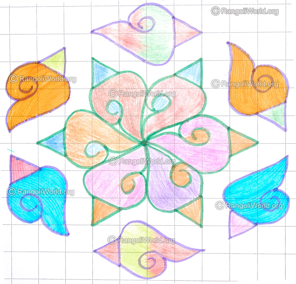 Simple sangu shell kolam may8 2015