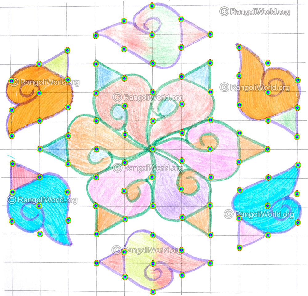 Simple sangu shell kolam may8 2015with dots