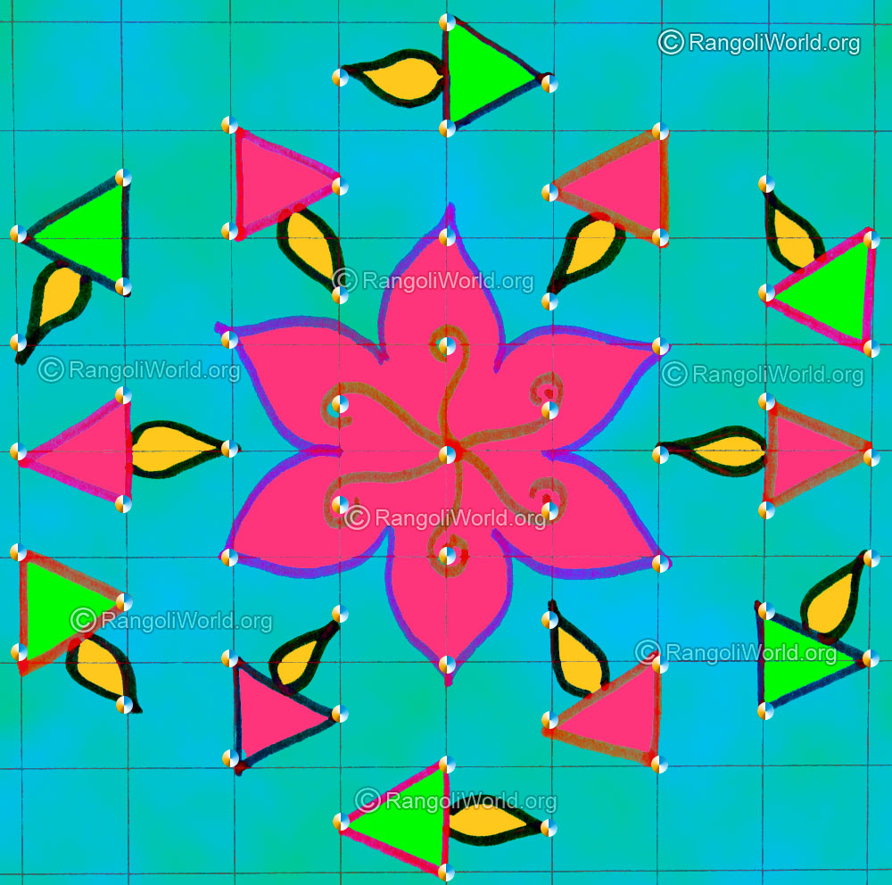 Simple vilakku poojai kolam april24 2015 with dots