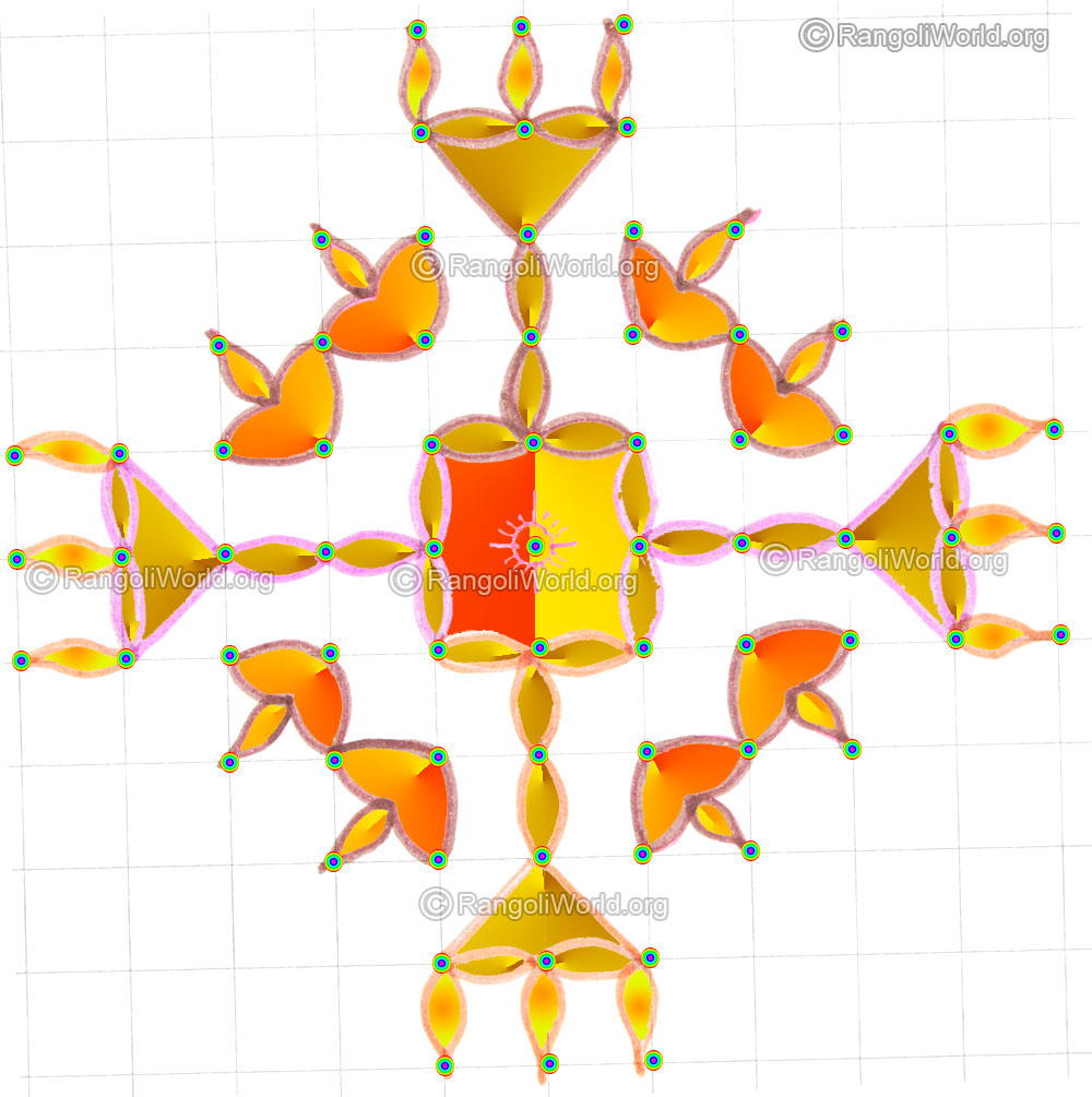 Small kuthu vilakku deepam kolam may8 2015 with dots