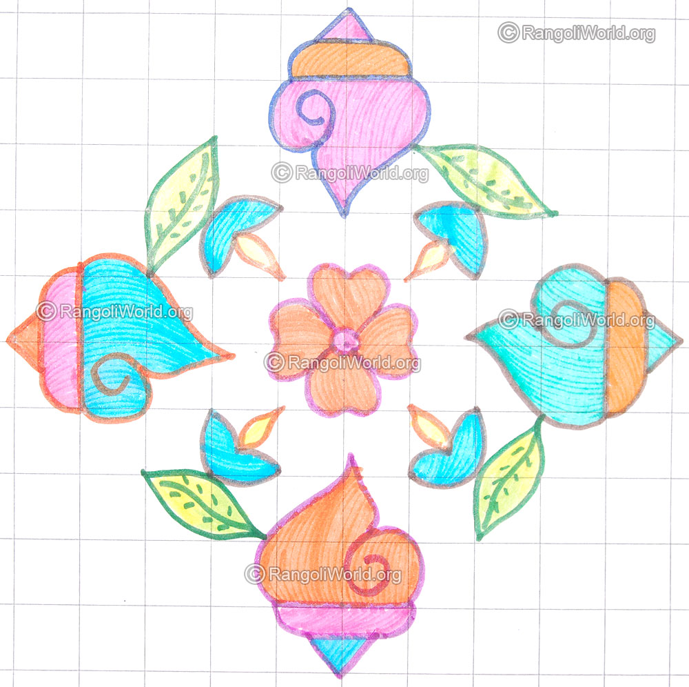 Small sangu deepam pooja kolam may8 2015