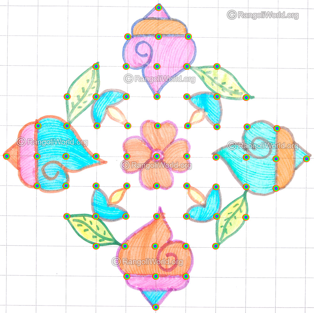 Small sangu deepam pooja kolam may8 2015 with dots