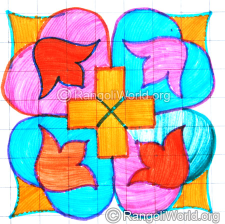 8 pulli simple flower kolam april24 2015