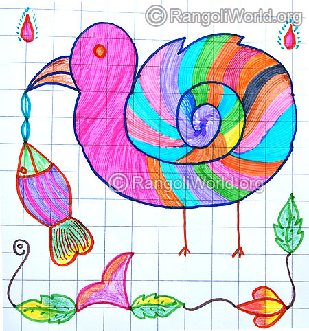 Bird with fish kolam april24 2015