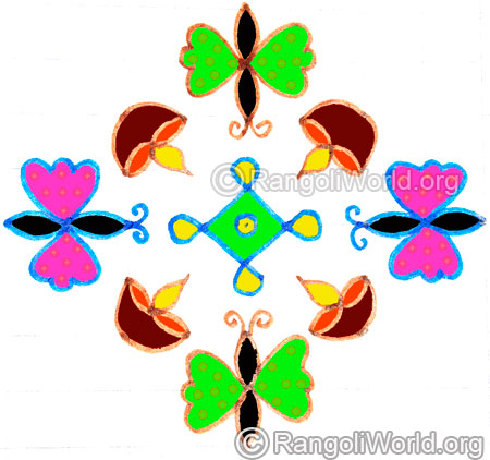 Butterfly agal vilakku kolam