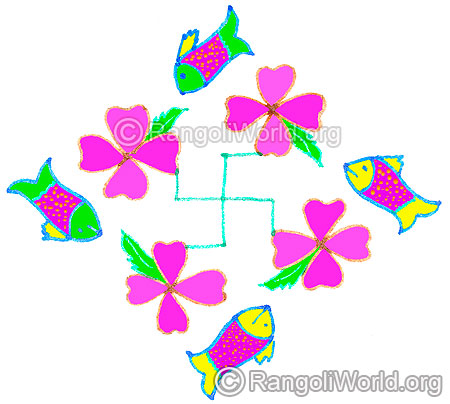 Fish and flowers kolam april24 2015