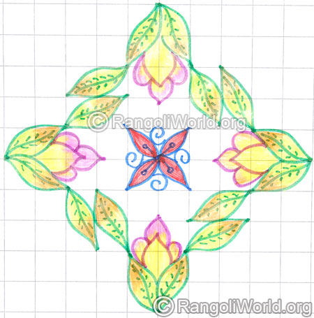 Flower and leaf kolam may8 2015