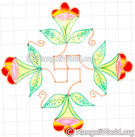 Flower leaves swastik puja kolam may8 2015