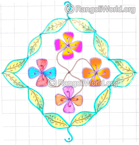 Flowers and leaf kolam may8 2015