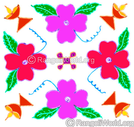 Karthigai deepam and flowers kolam april24 2015