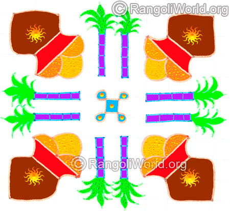 Pongal & sugarcane kolam april24 2015