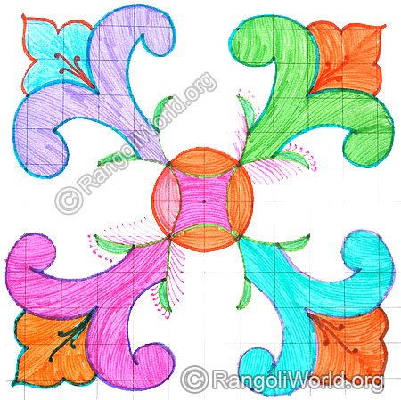 Simple 6 pulli kolam april24 2015
