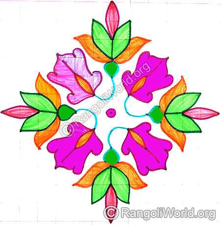 Simple flower buds kolam april24 2015