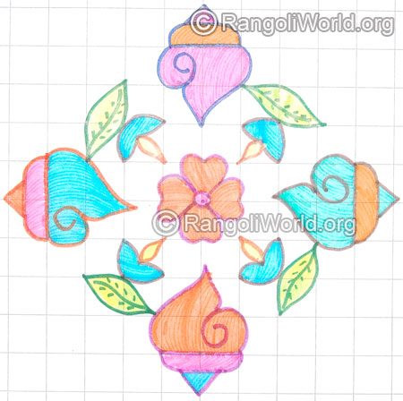 Small sangu deepam pooja kolam may8 2015