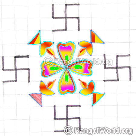 Small swastik karthigai deepam flower kolam may8 2015