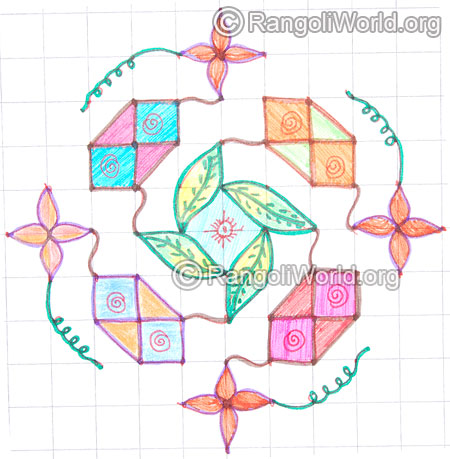 Swastik flower leaf kolam may8 2015