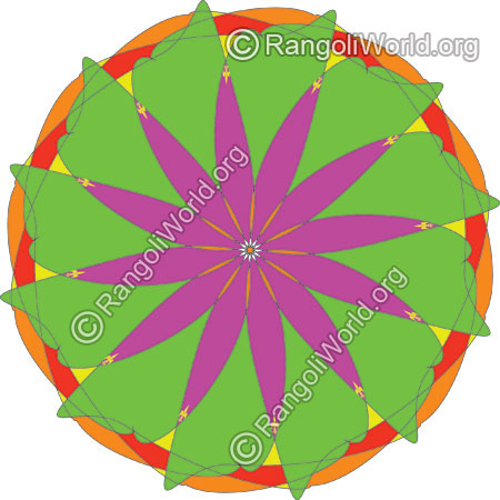 Easy temple rangoli for beginners