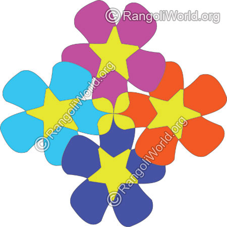 Linked flowers rangoli