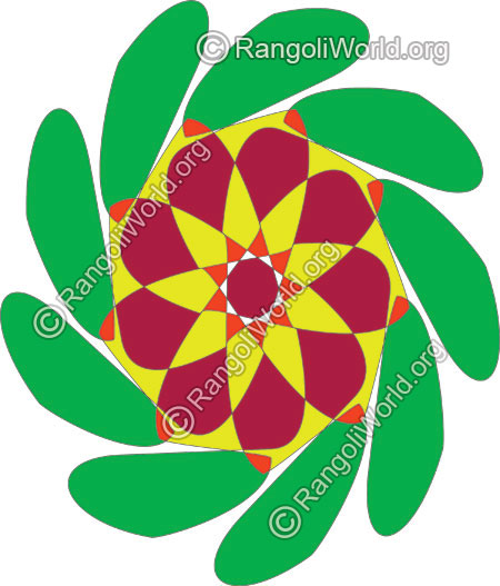 Maroon flower buds easy rangoli