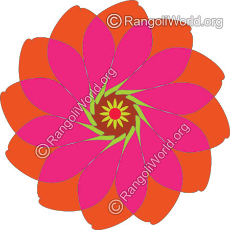 Pink rose buds freehand rangoli