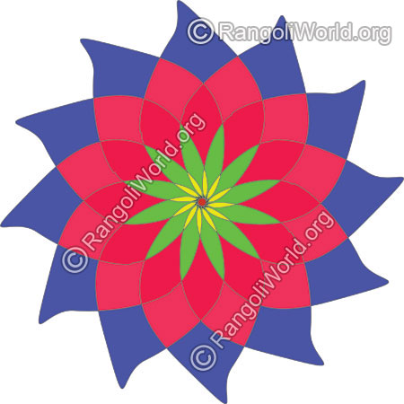 Rose flower buds rangoli for holi festival