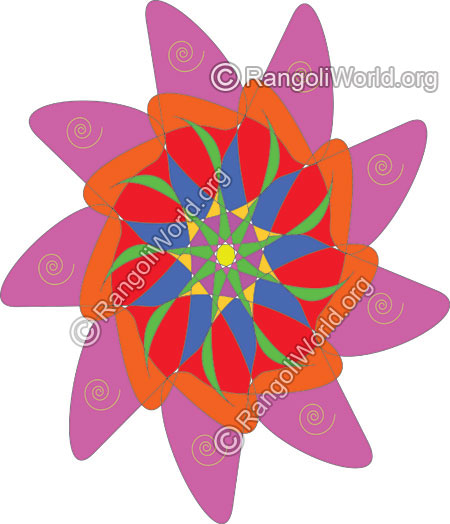 Spiral sun puja rangoli