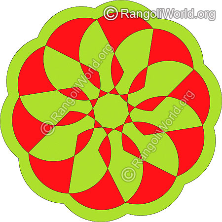 Flower freehand rangoli for home