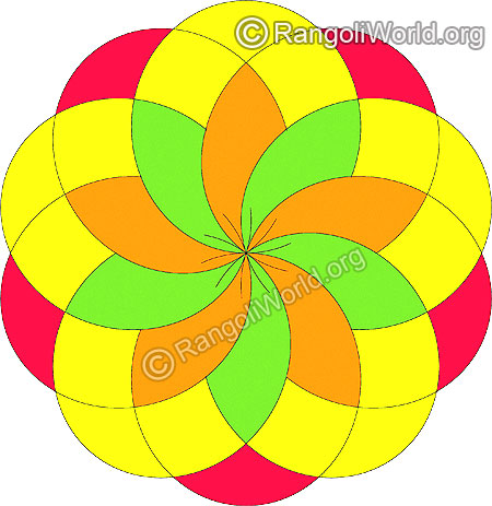 Frangipani flower digital freehand rangoli