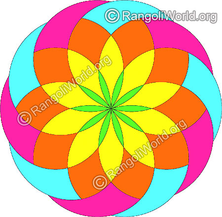 Simple flower freehand rangoli jan9 2015