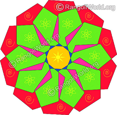 Simple pooja freehand rangoli