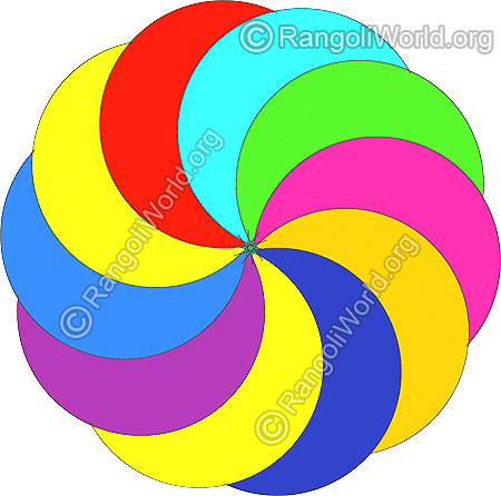 Simple rainbow flower rangoli for beginners & kids