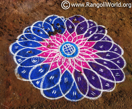 Big flower freehand rangoli 2017