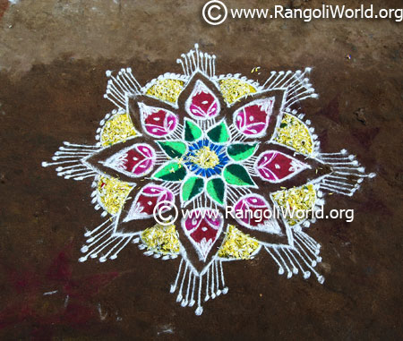 Simple flower rangoli freehand style 2017