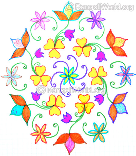 Beautiful flowers kolam oct 2014