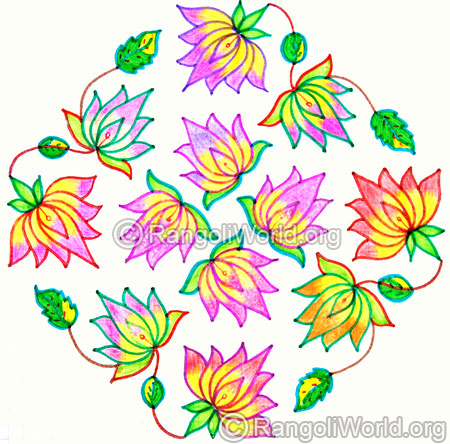 Beautiful lotus kolam oct diwali 2014