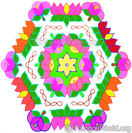 Beautiful rose and lotus kolam oct 2014