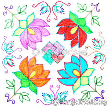 Colourful lotus kolam oct 2014