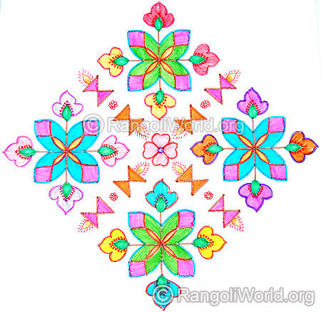 Flowers vilakku kolam oct diwali 2014