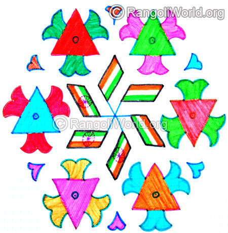 Indian flag kolam oct 2014