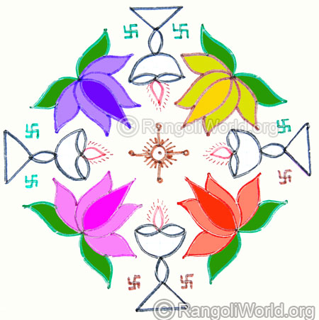 Lotus and lamp kolam oct 2014