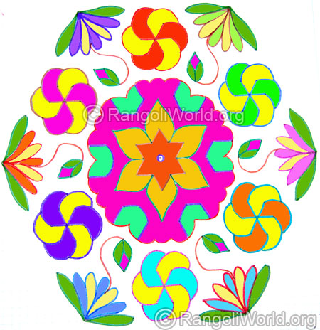 Star and flowers kolam oct 2014