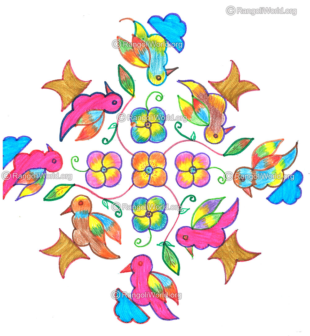 Birds flowers kolam nov 2015