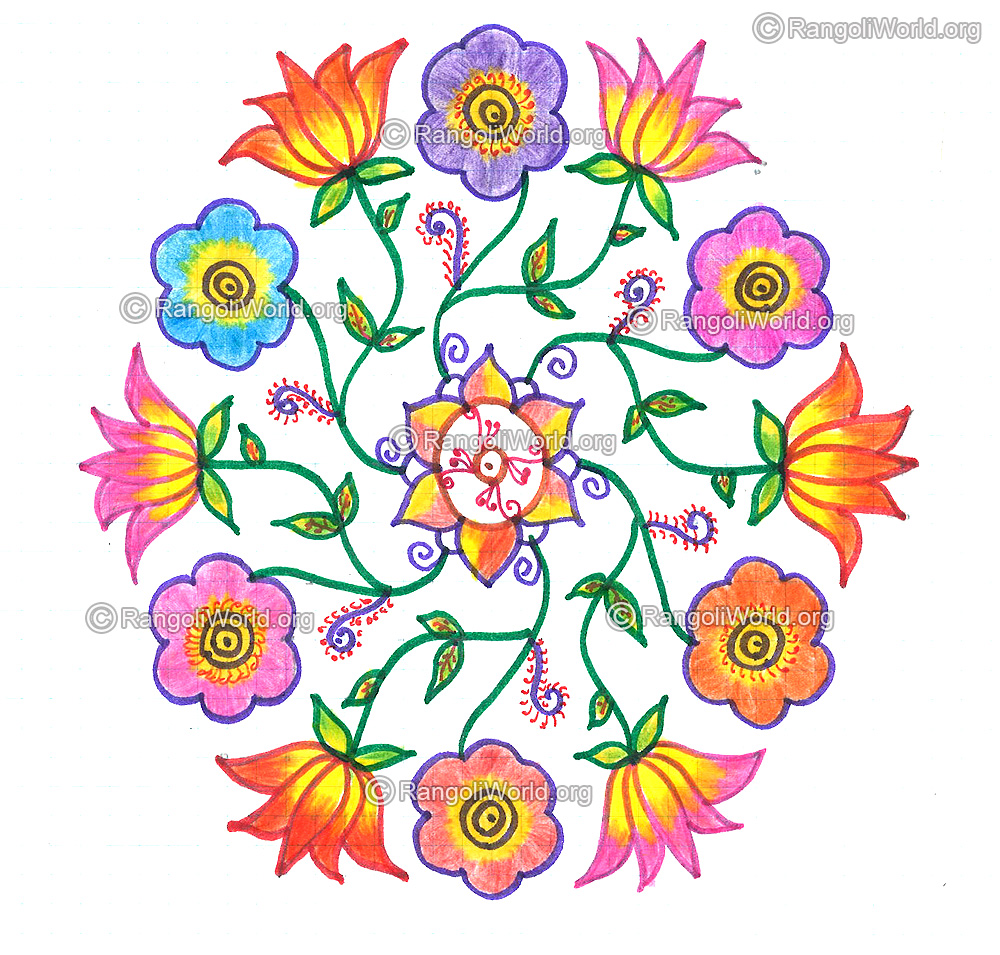 Parrot and grapes kolam nov 2015