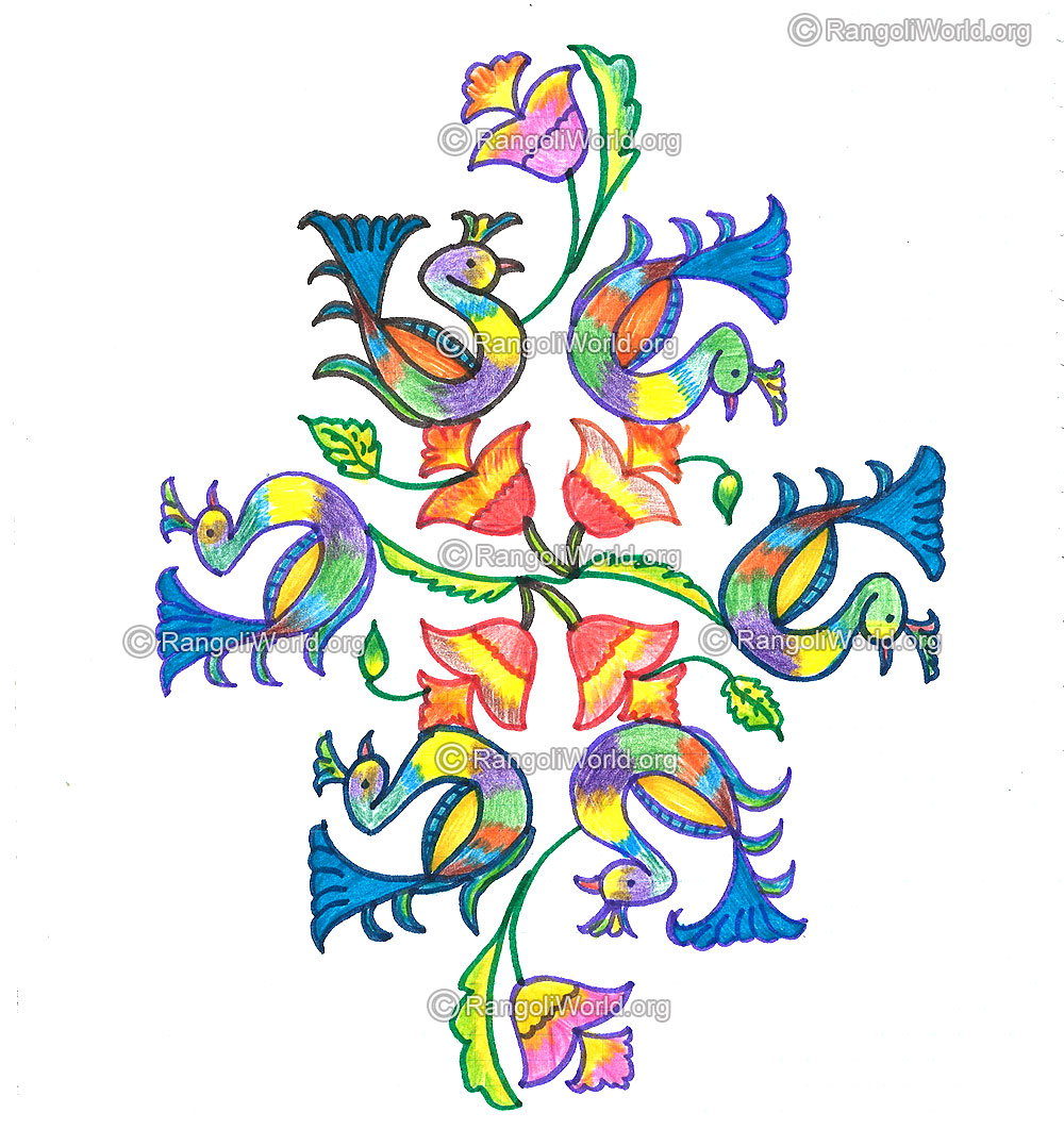 Peacock kolam design nov 2015