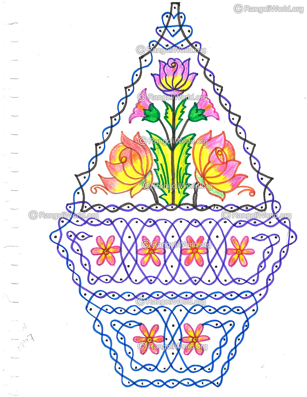 Rose flower sikku kolam nov 2015
